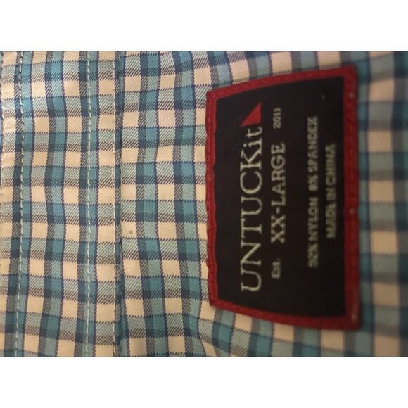 UNTUCKit Shirt Mens XXL Blue Check Button Up Long Sleeve Performance Stretch - Picture 3 of 7